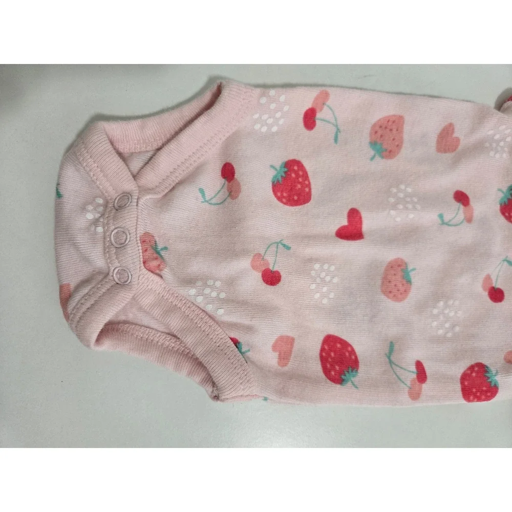 Koala Baby Kids Bodysuit Pink Strawberry Cherry Heart Print NB